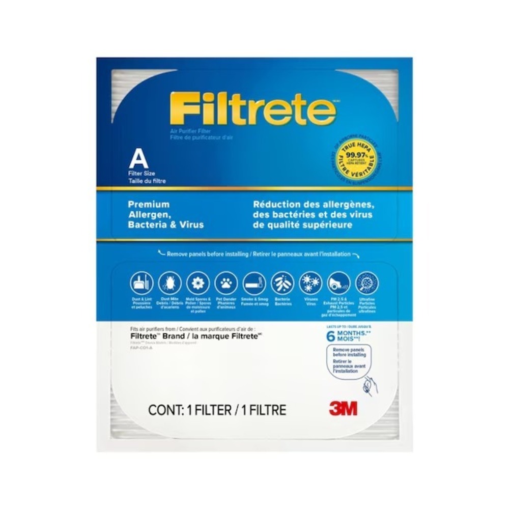 3M Filtrete True HEPA 6 Month Premium Air Purifer‎ Filter Size A